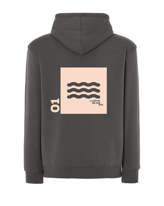 HOODIE "00" GRIS GRAFITO AND CREAM