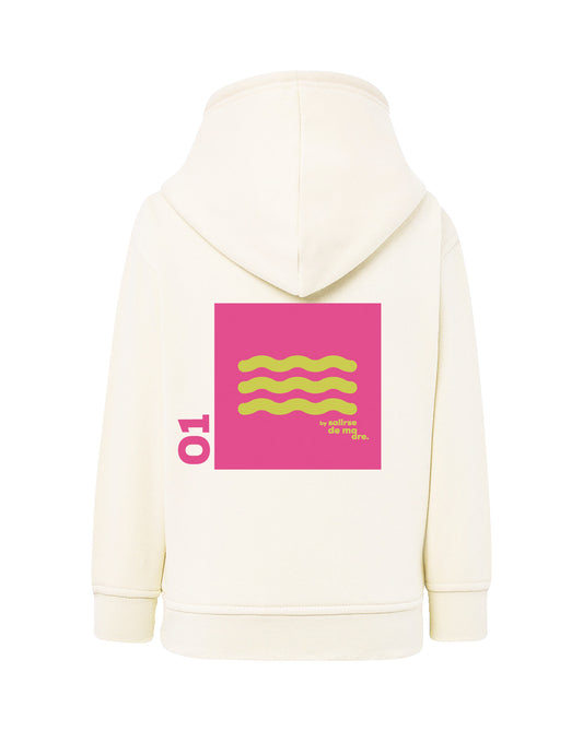HOODIE "00" CREAM AND FUCSIA