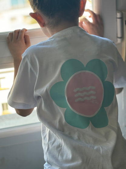 CAMISETA BLANCA "SO MUCH FLOWERS" CELESTE AND PINK