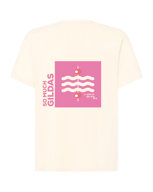 CAMISETA ADULTO "SO MUCH GILDAS" CREAM AND PINK