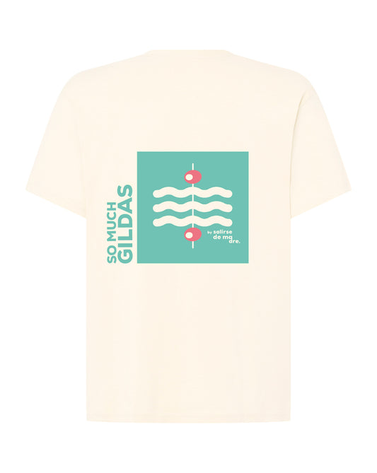CAMISETA ADULTO "SO MUCH GILDAS" CREAM AND TURQUESA