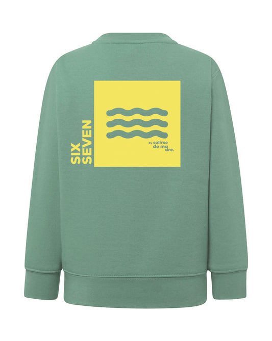 SUDADERA KIDS "SIX SEVEN" MENTA Y AMARILLO