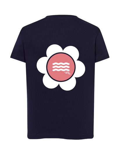 CAMISETA AZUL NAVY "SO MUCH FLOWERS" ORANGE DAISY
