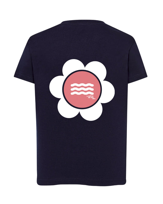 CAMISETA AZUL NAVY "SO MUCH FLOWERS" ORANGE DAISY