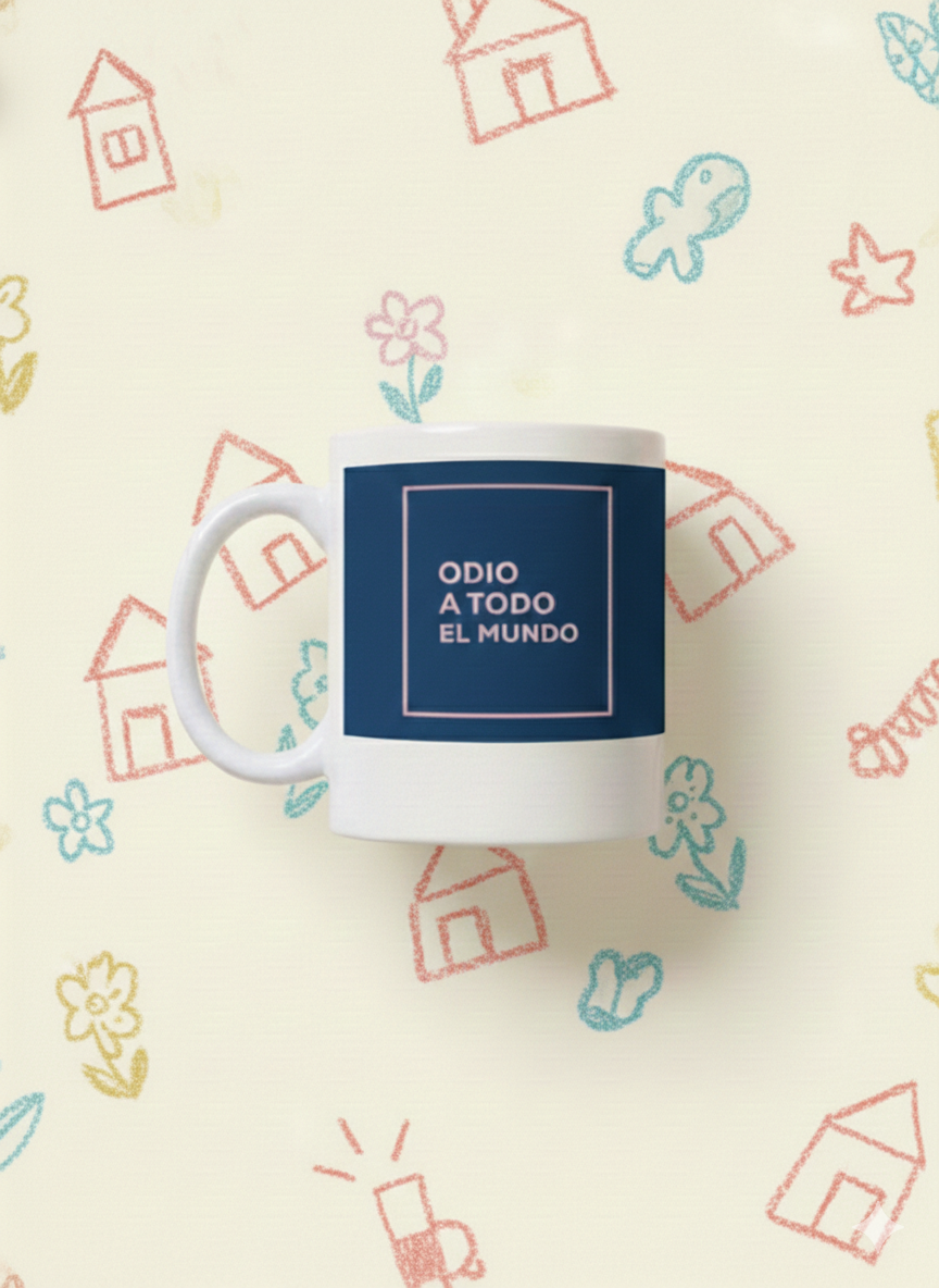 TAZA "ODIO A TODO EL MUNDO" AZUL