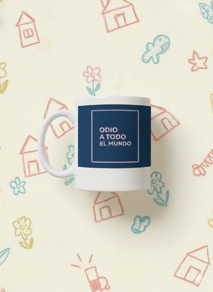 TAZA "ODIO A TODO EL MUNDO" AZUL