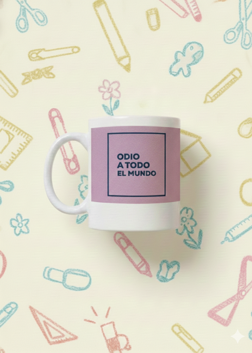 TAZA "ODIO A TODO EL MUNDO" PINK