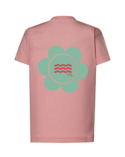 CAMISETA ROSA "SO MUCH FLOWERS" CORAL AND GREEN