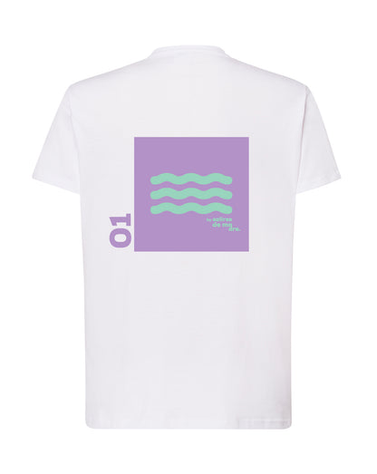 CAMISETA "00" WHITE AND LILA/GREEN