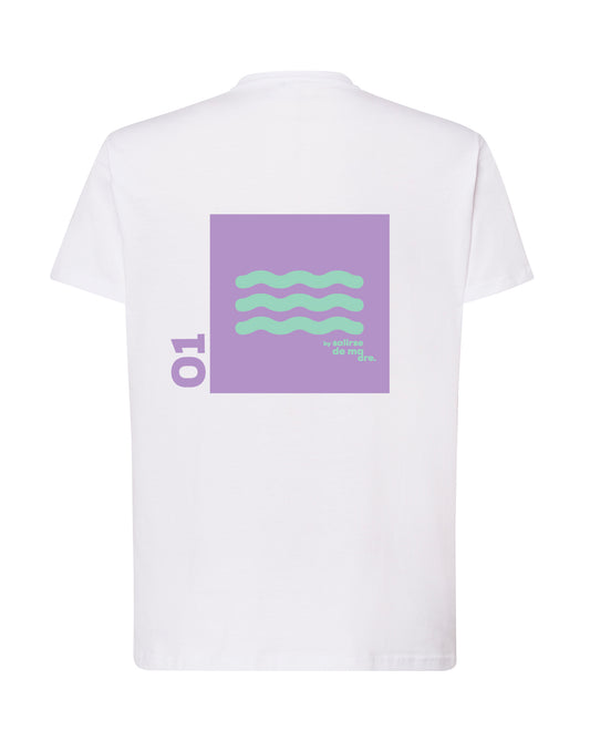 CAMISETA "00" WHITE AND LILA/GREEN