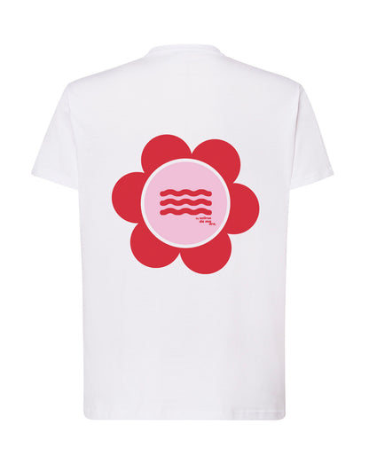 CAMISETA BLANCA "SO MUCH FLOWERS" RED AND PINK